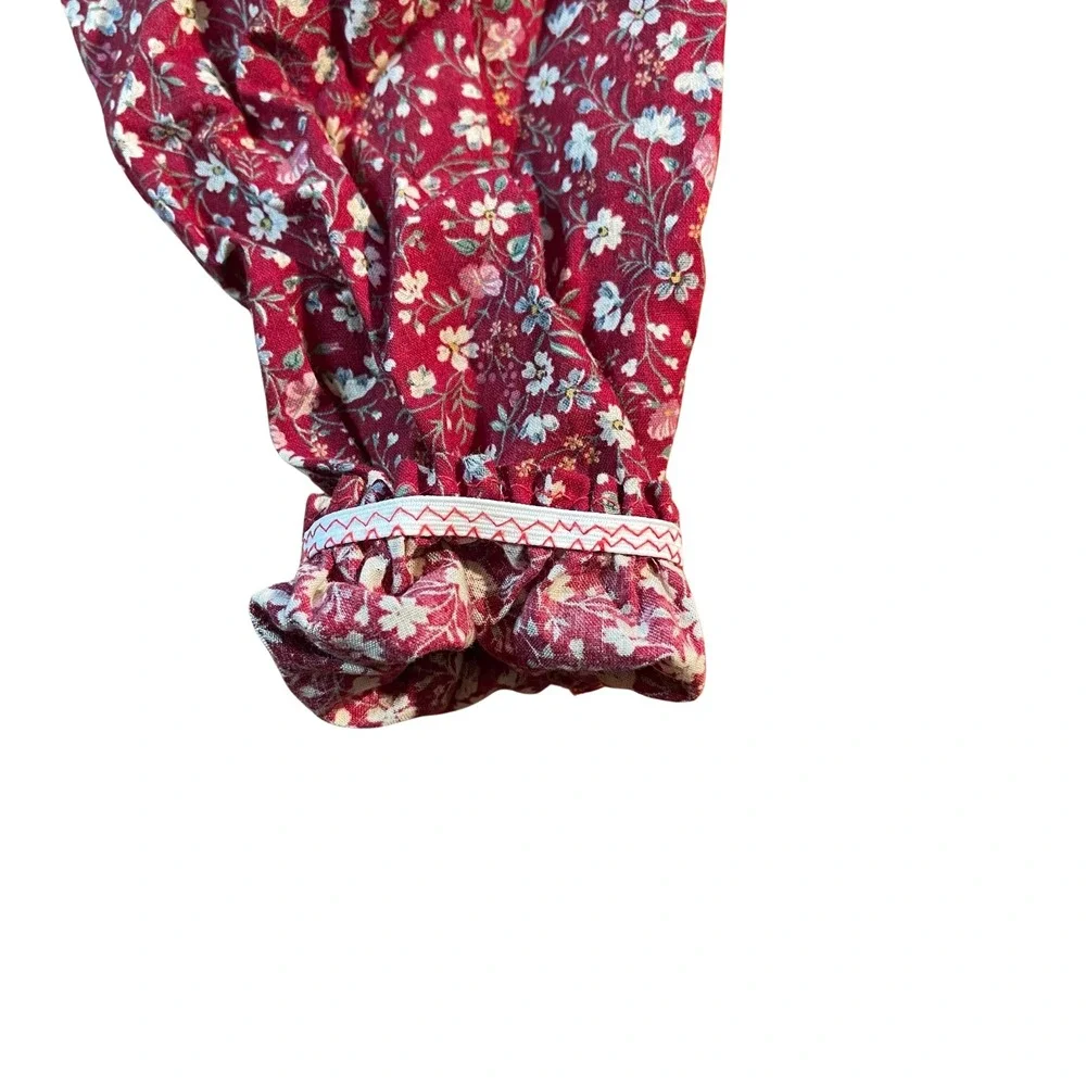 Vintage Handmade‎ Doll Clothes Blue Floral Print Dress Bloomers Set Cottagecore